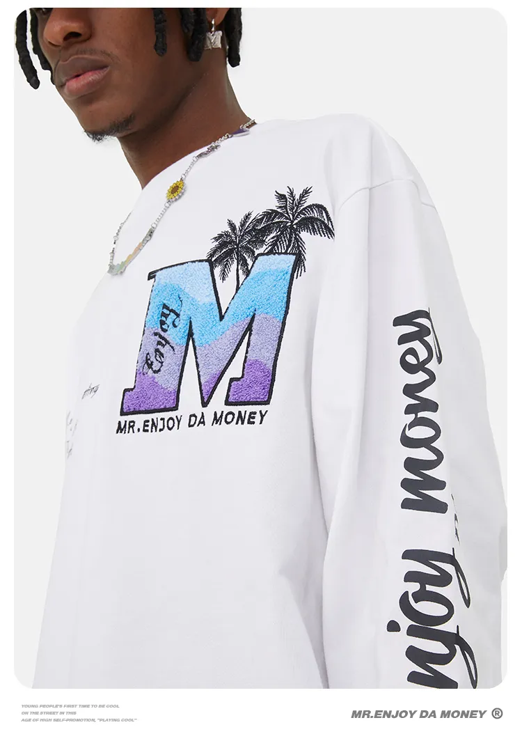 MR. ENJOY DA MONEY  |Crew Neck Unisex Blended Fabrics Street Style Long Sleeves