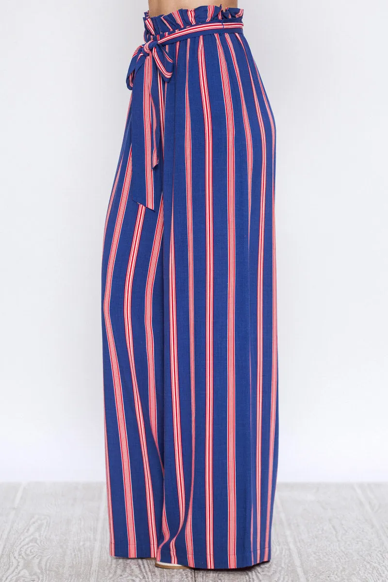 Multi-Color Striped Wide Leg Lounge Pants