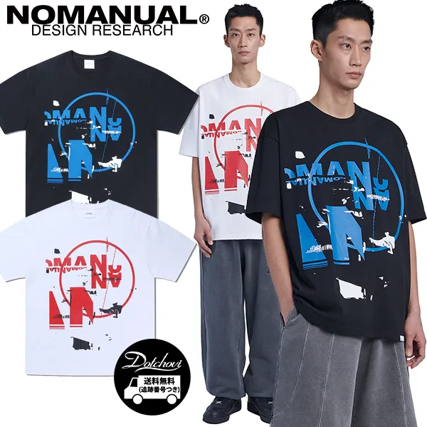 NOMANUAL  |Unisex Street Style Cotton Logo T-Shirts