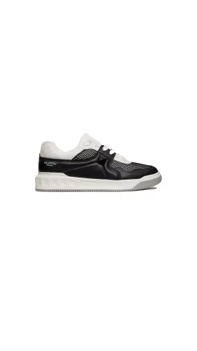 One Stud Low-top Mesh And Nappa Leather Sneaker - Black \ White