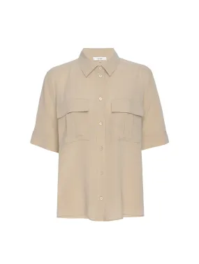 Patch Pocket Button Down Shirt  - Khaki Tan