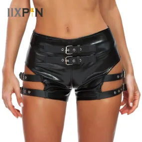 Patent Leather Strappy Booty Shorts