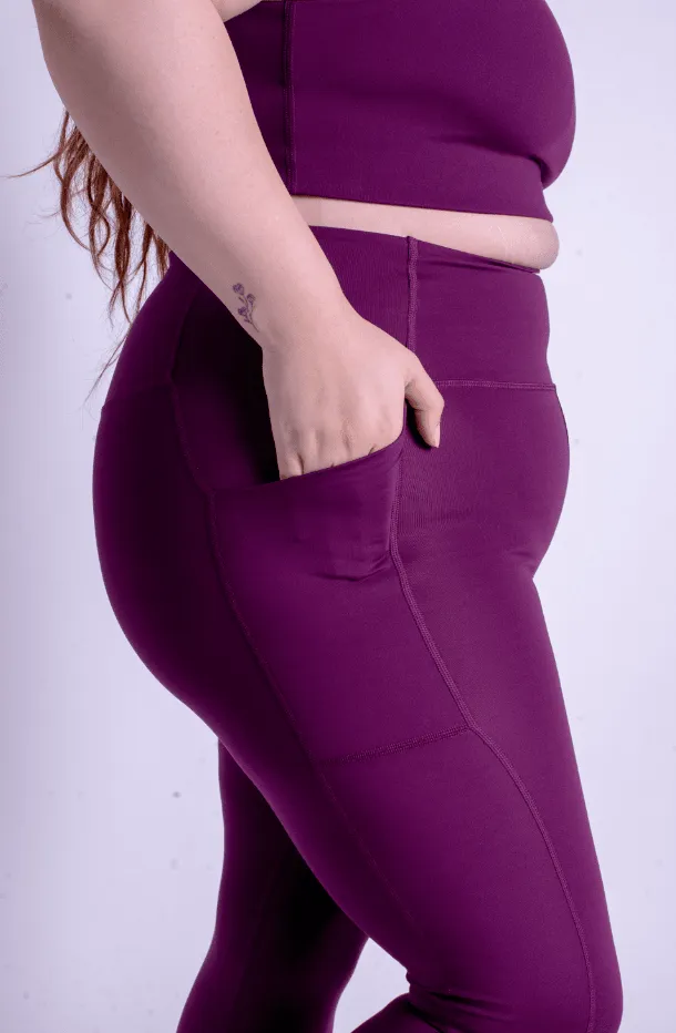 Plum Compressive Háar Leggings me vasa