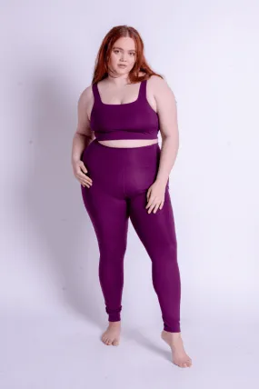 Plum Compressive Háar Leggings me vasa