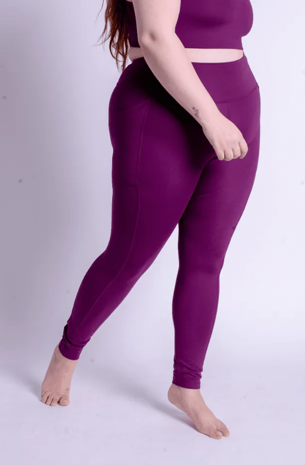 Plum Compressive Háar Leggings me vasa