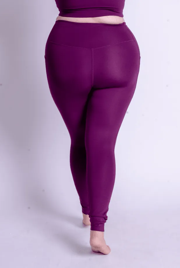 Plum Compressive Háar Leggings me vasa