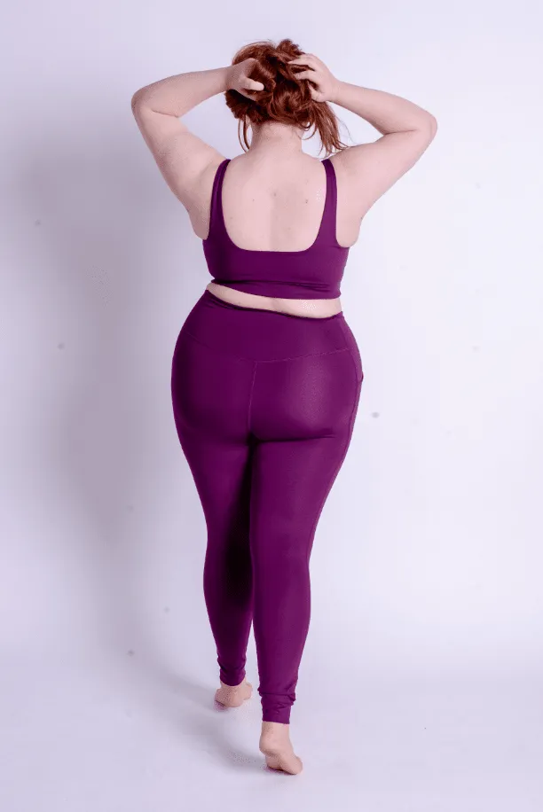 Plum Compressive Háar Leggings me vasa