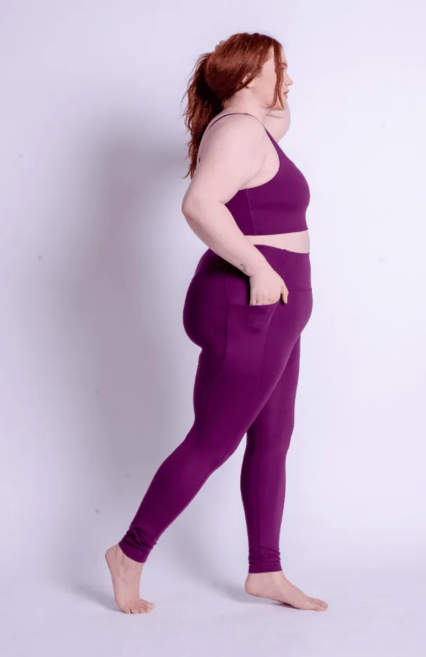 Plum Compressive Háar Leggings me vasa