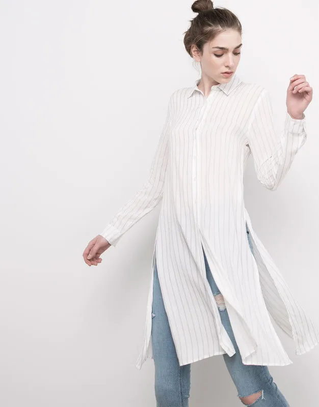 PULL & BEAR  |Stripes Long Sleeves Plain Long Tunics