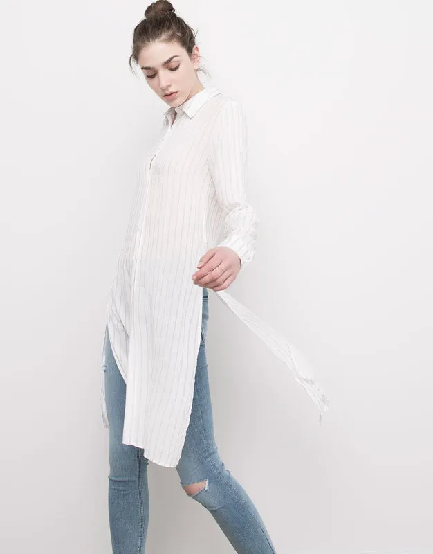 PULL & BEAR  |Stripes Long Sleeves Plain Long Tunics