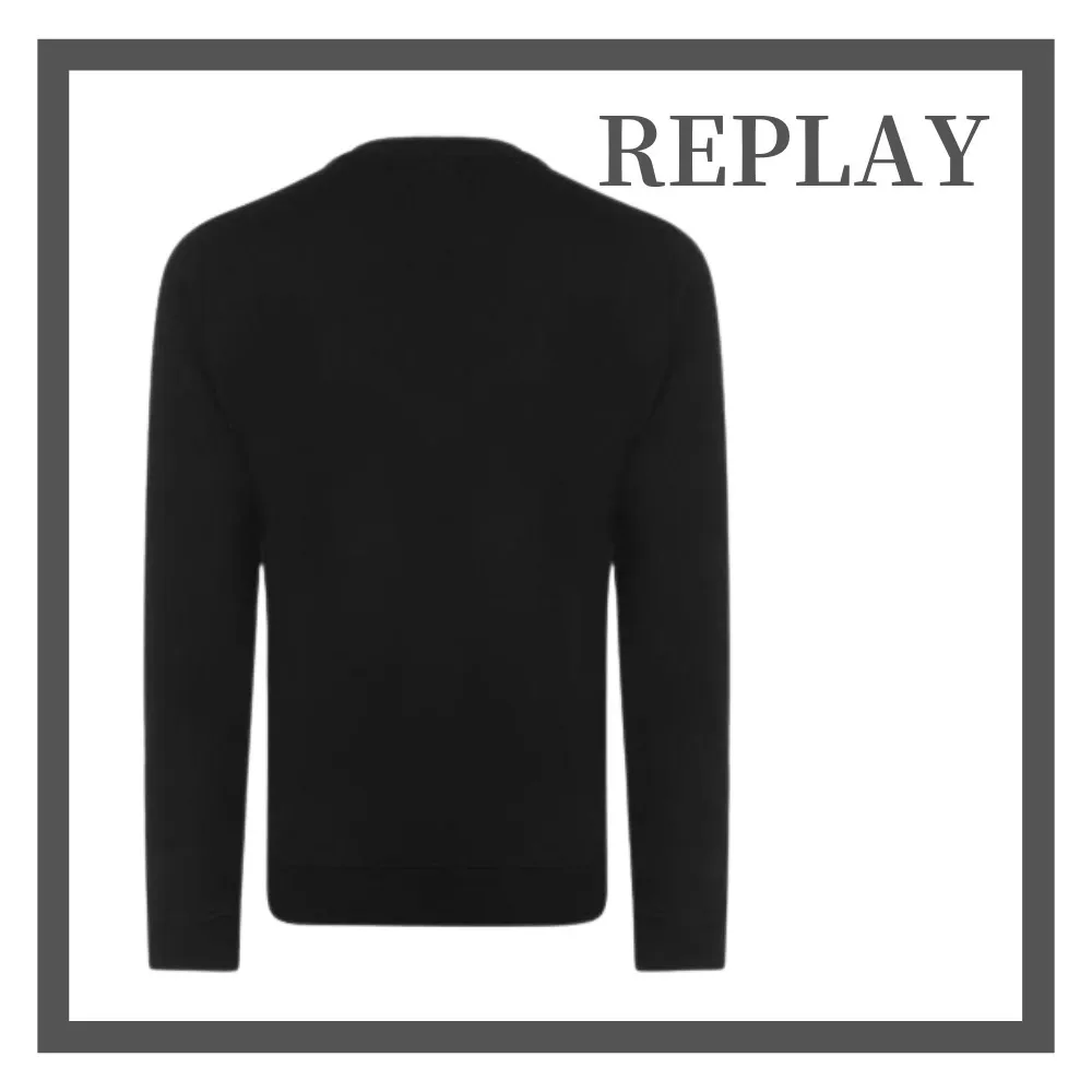 REPLAY  |Crew Neck Pullovers Long Sleeves Plain Cotton Logo