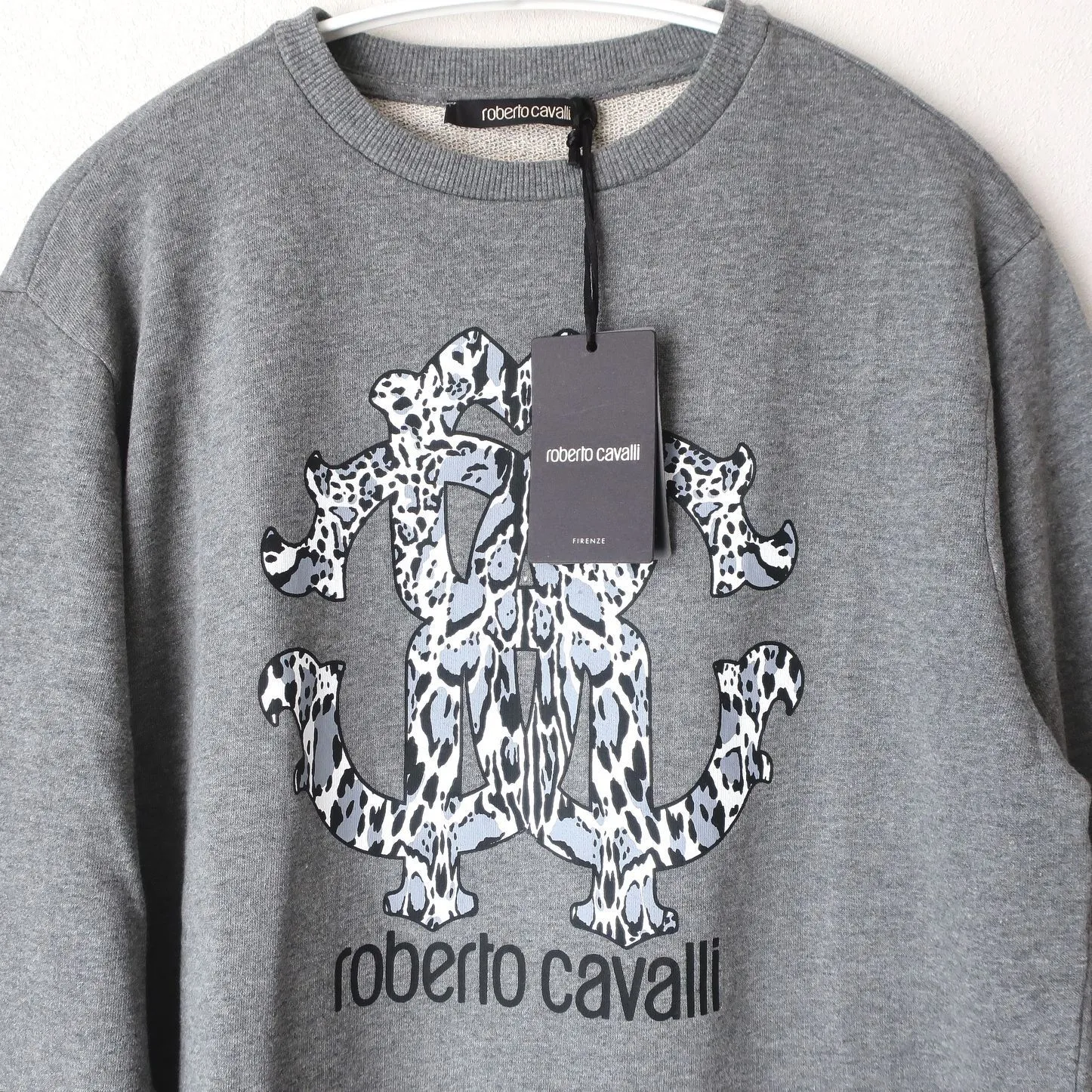 Roberto Cavalli  |Crew Neck Pullovers Long Sleeves Cotton Logo Sweatshirts