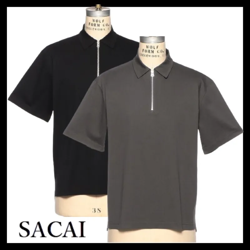 sacai  |Pullovers Plain Cotton Short Sleeves Designers Polos