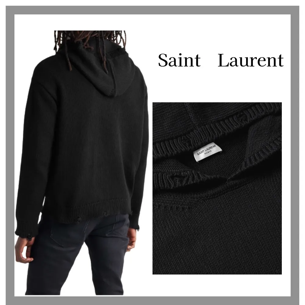 Saint Laurent  |Pullovers Long Sleeves Plain Cotton Luxury Sweaters