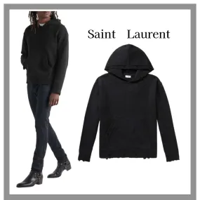 Saint Laurent  |Pullovers Long Sleeves Plain Cotton Luxury Sweaters