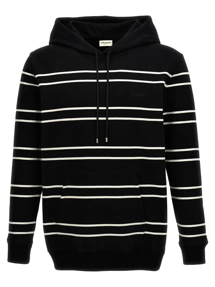 Saint Laurent  |Pullovers Stripes Long Sleeves Logo Luxury Hoodies