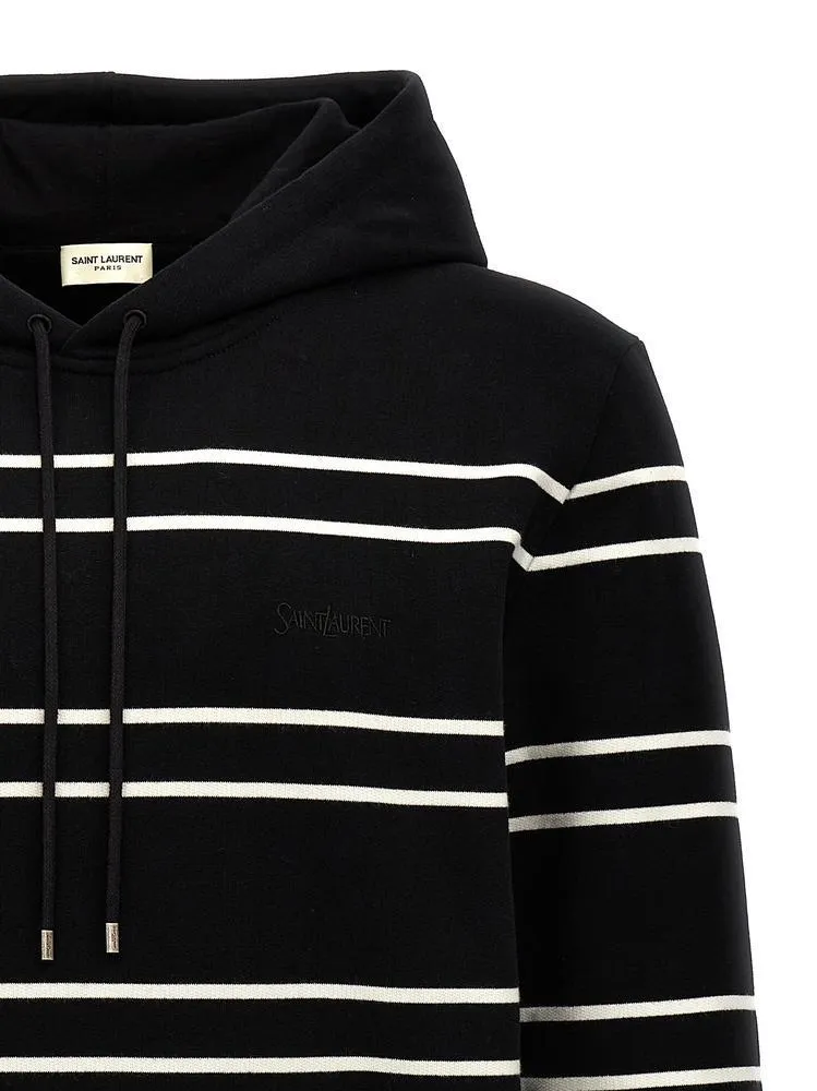 Saint Laurent  |Pullovers Stripes Long Sleeves Logo Luxury Hoodies