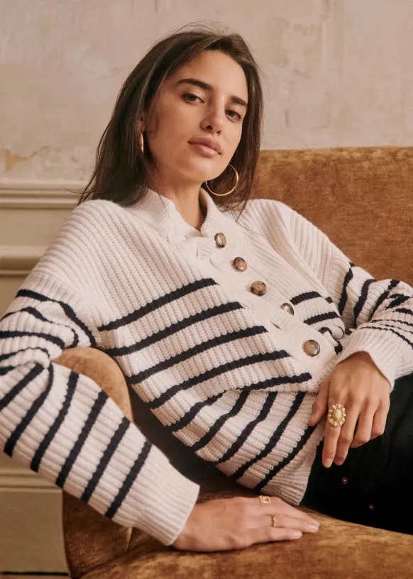 SEZANE  |Stripes Casual Style Long Sleeves Cotton Medium Long