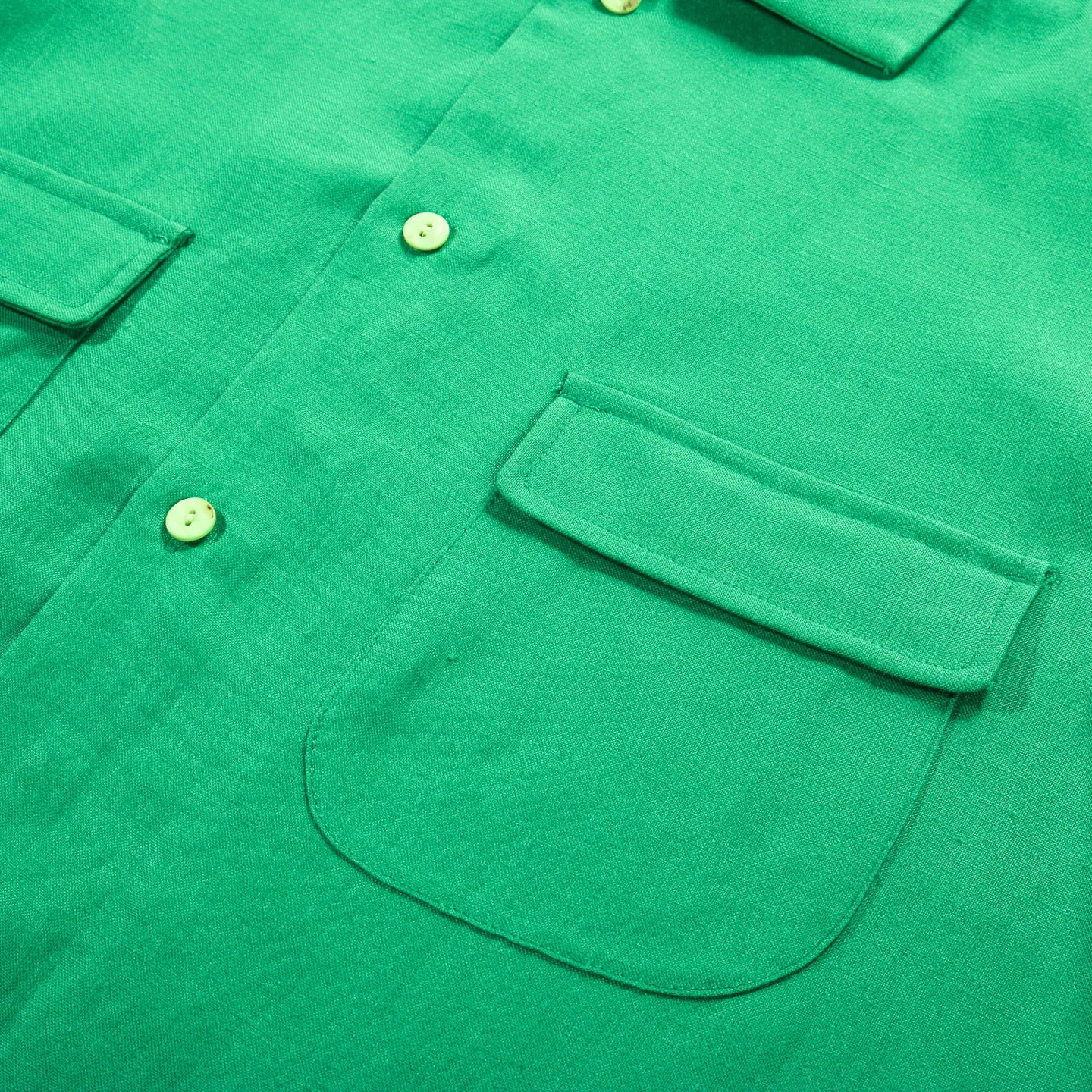 S.K. MANOR HILL WARRICK SHIRT KELLY GREEN LINEN RAYON