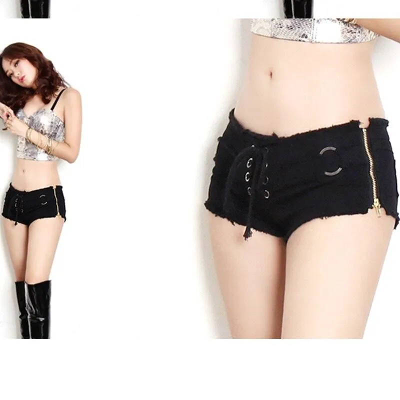 Slim Shorts Bandage Ultra Low Waist Denim Shorts