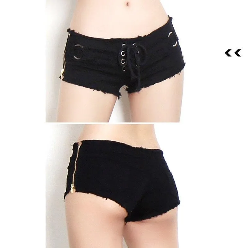 Slim Shorts Bandage Ultra Low Waist Denim Shorts