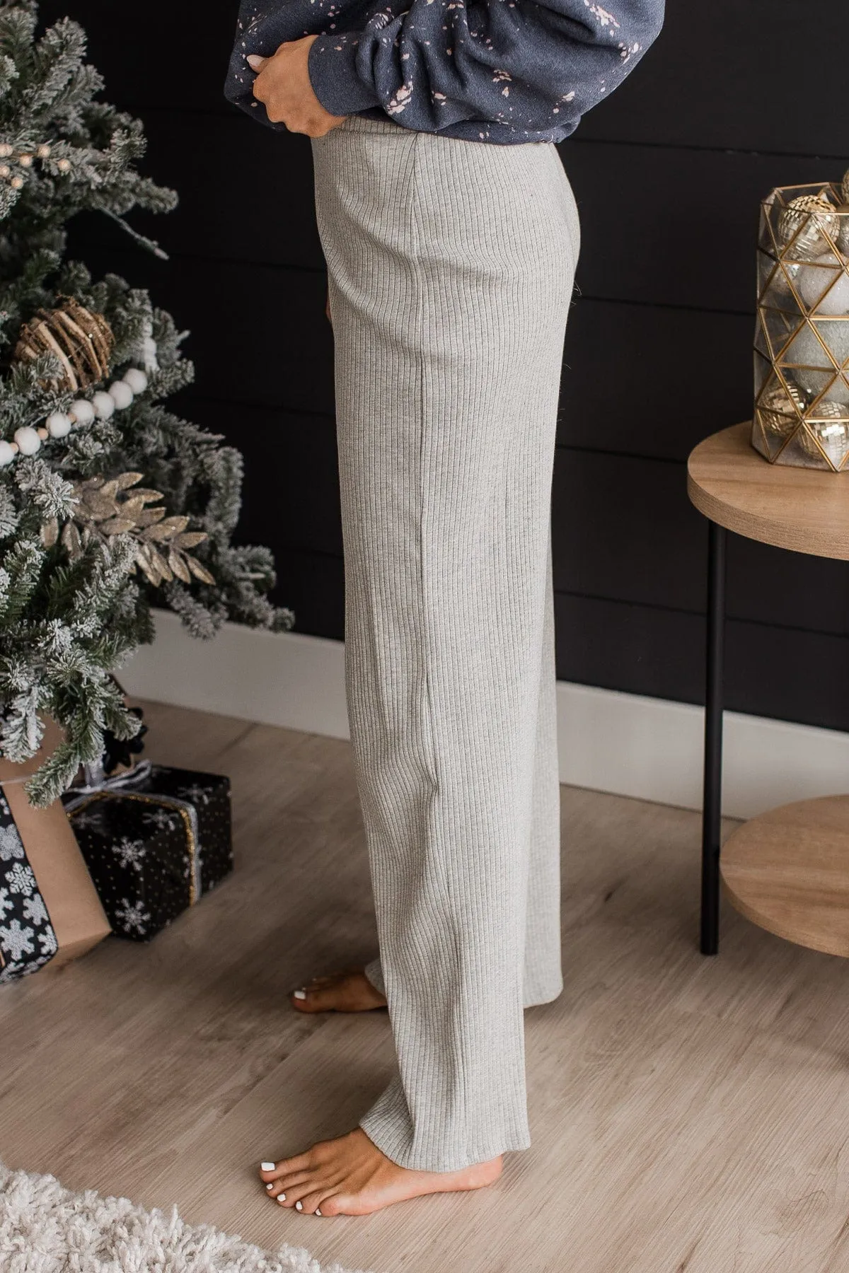 Snuggle Weather Knit Lounge Pants- Heather Grey