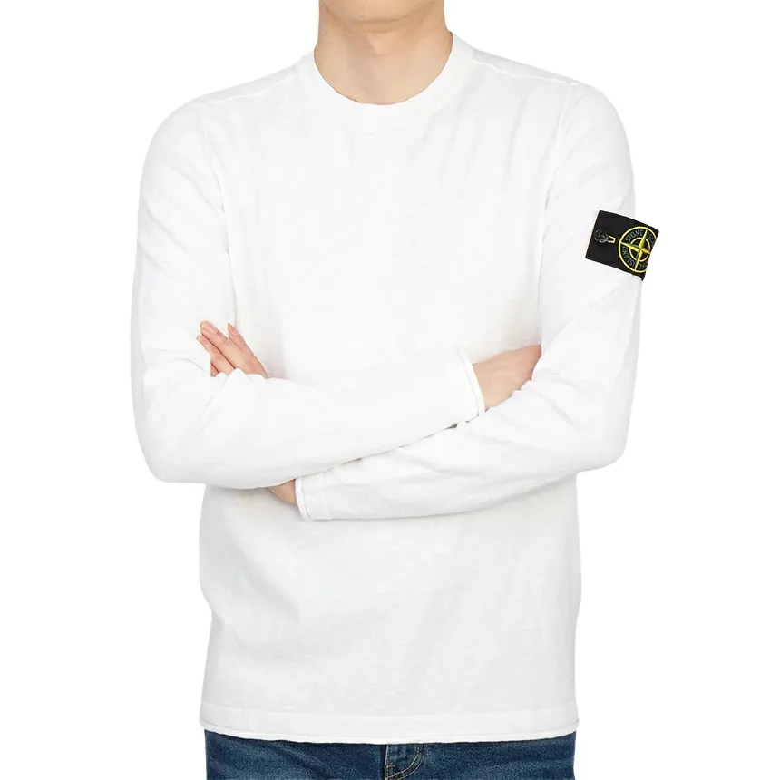 STONE ISLAND  |Crew Neck Long Sleeves Cotton Logos on the Sleeves Logo