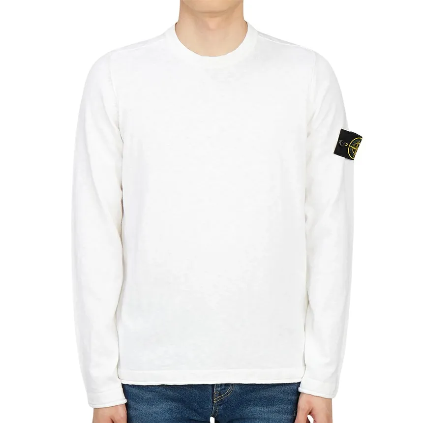 STONE ISLAND  |Crew Neck Long Sleeves Cotton Logos on the Sleeves Logo