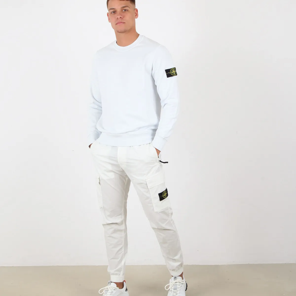 STONE ISLAND  |Crew Neck Pullovers Long Sleeves Cotton Logo Sweatshirts