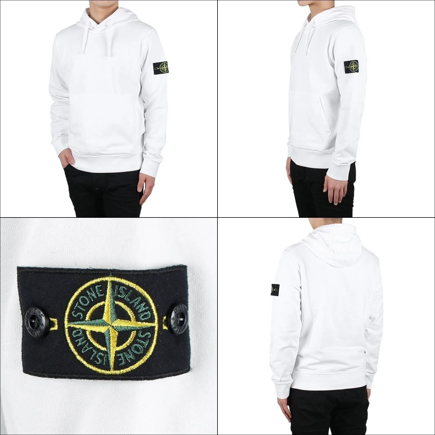 STONE ISLAND  |Long Sleeves Cotton Logos on the Sleeves Logo Hoodies