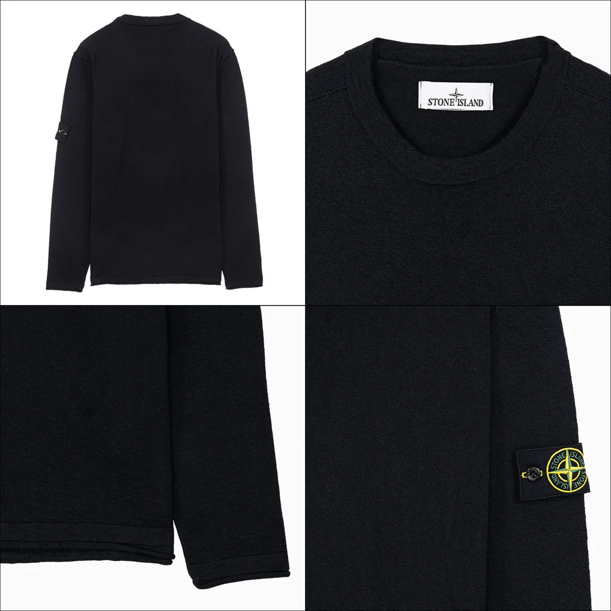 STONE ISLAND  |Long Sleeves Cotton Logos on the Sleeves Logo Sweaters