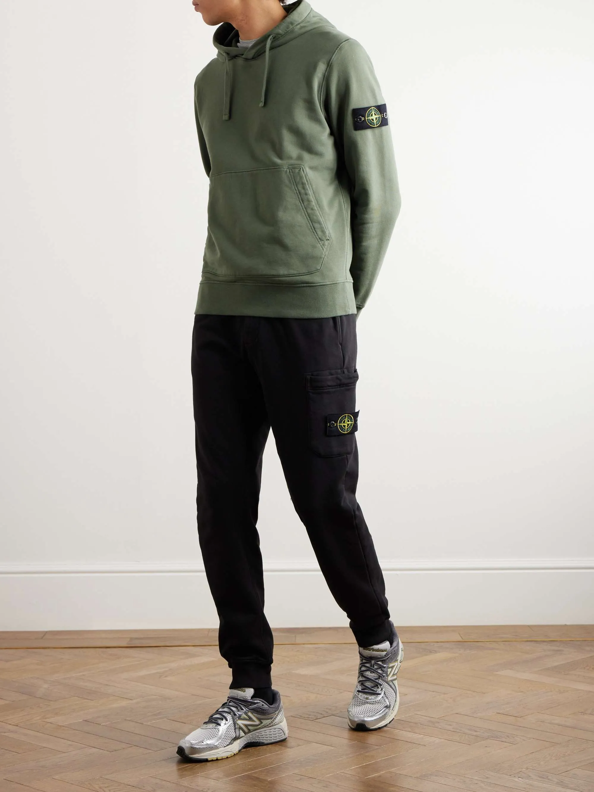 STONE ISLAND  |Long Sleeves Plain Cotton Logos on the Sleeves Hoodies