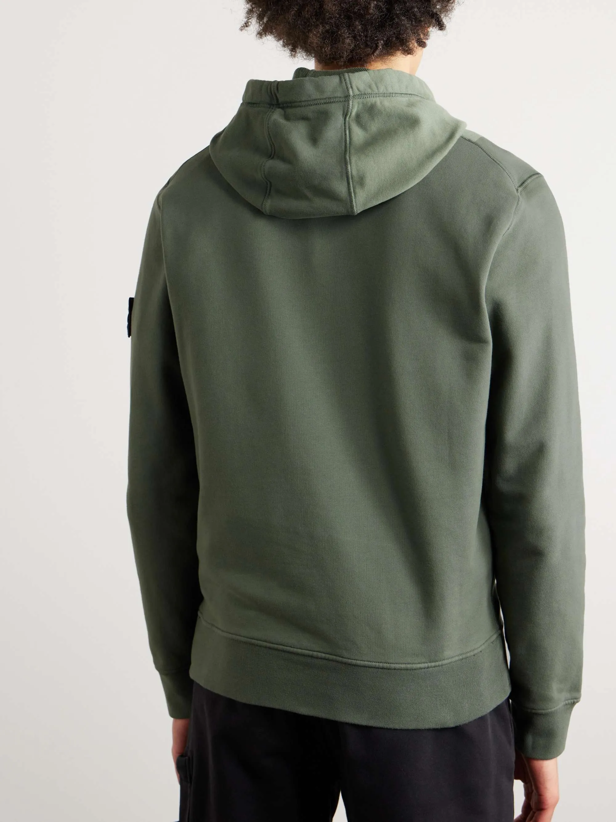 STONE ISLAND  |Long Sleeves Plain Cotton Logos on the Sleeves Hoodies