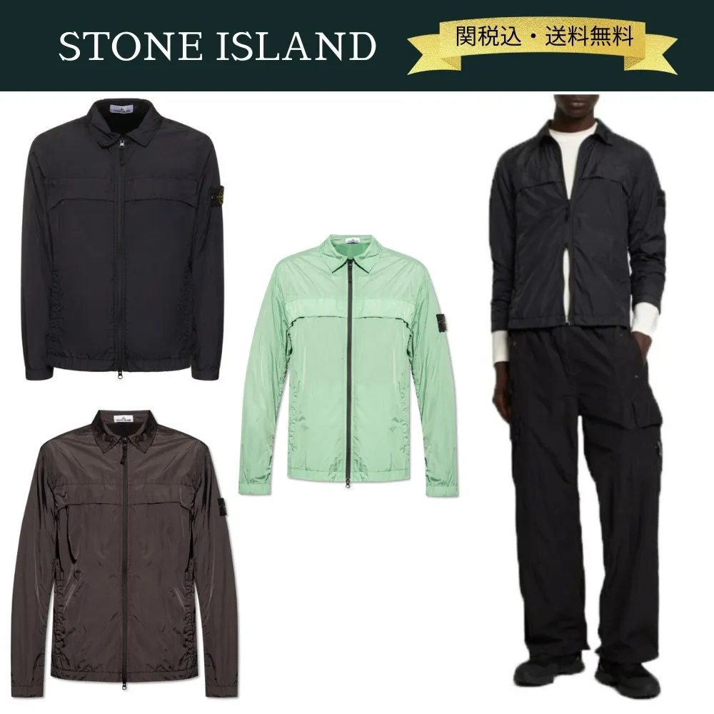 STONE ISLAND  |Long Sleeves Plain Logos on the Sleeves Logo Shirts