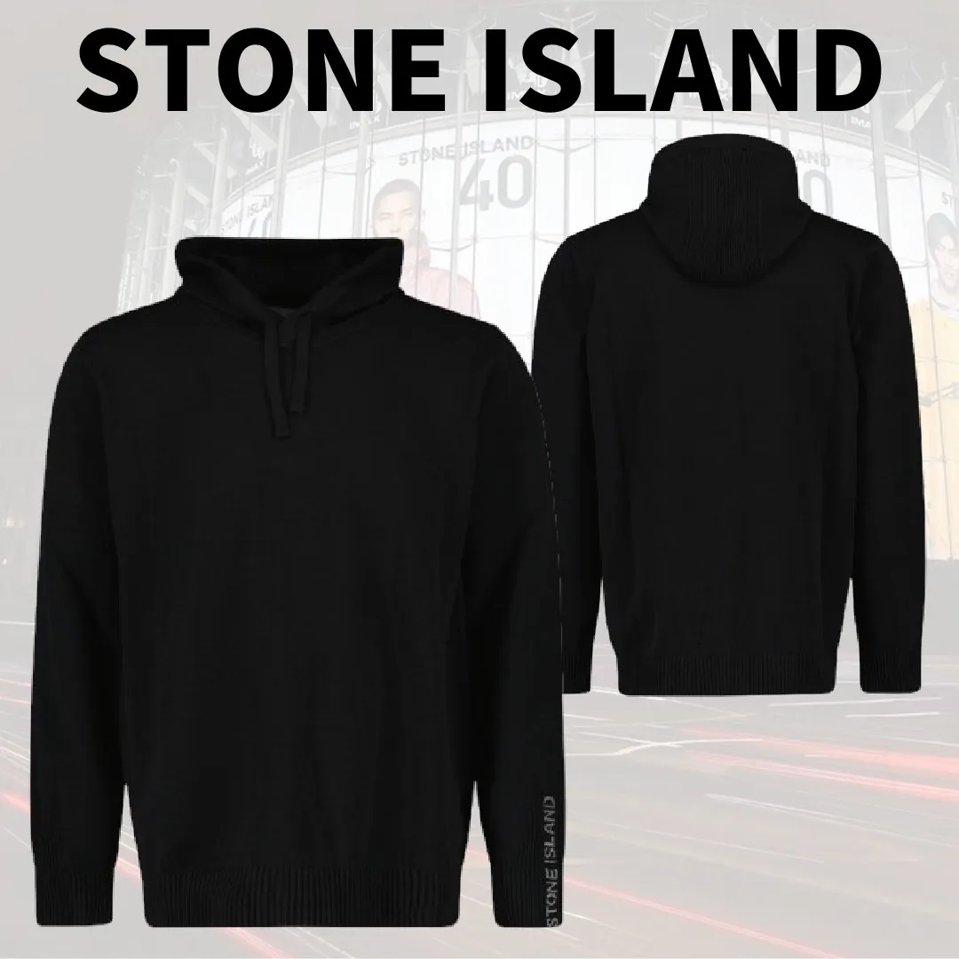 STONE ISLAND  |Pullovers Wool Long Sleeves Plain Logo Sweaters