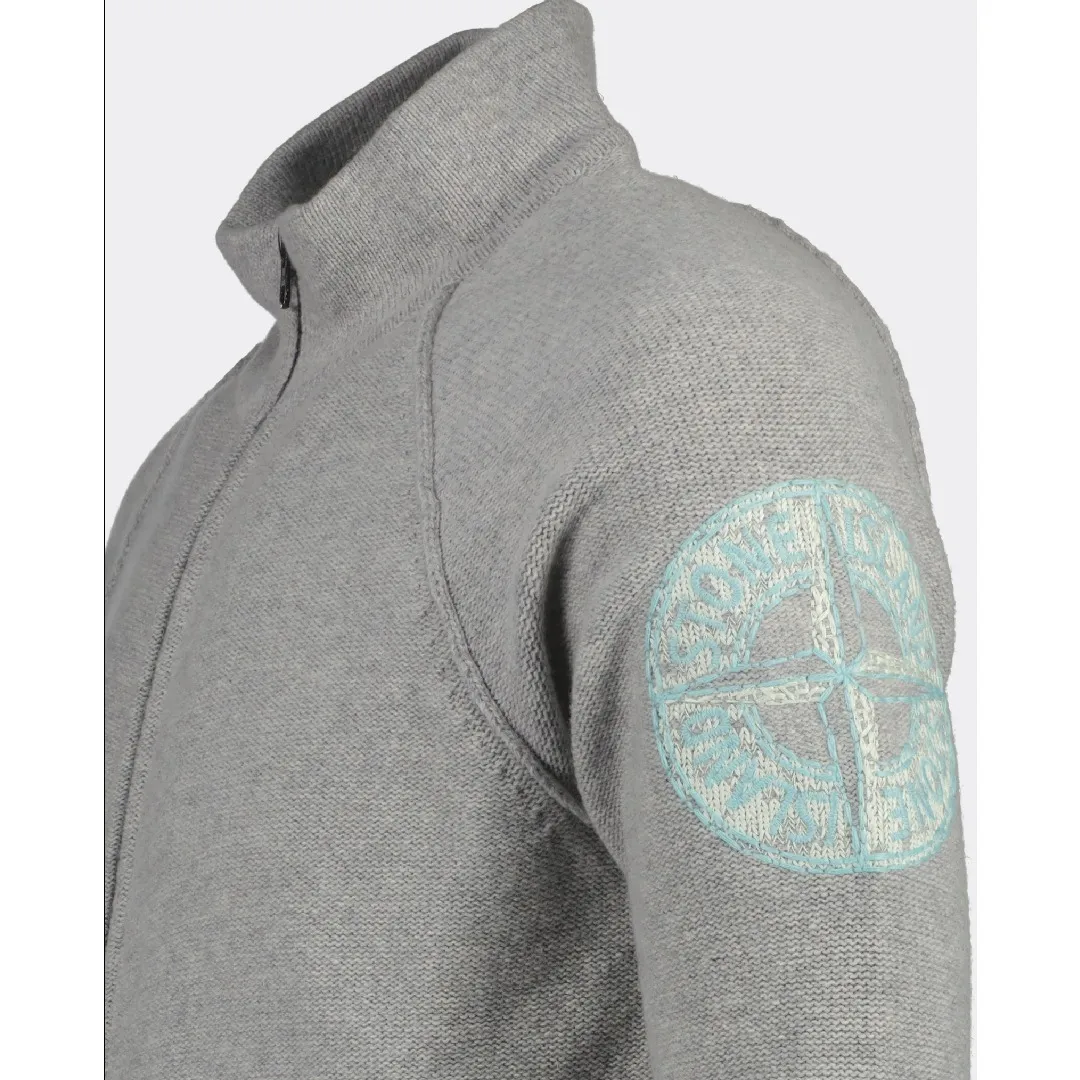 STONE ISLAND  |Wool Long Sleeves Plain Logos on the Sleeves Logo Sweaters