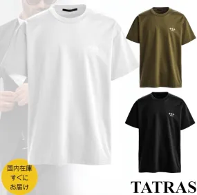 TATRAS  |Crew Neck Pullovers Plain Cotton Short Sleeves Logo