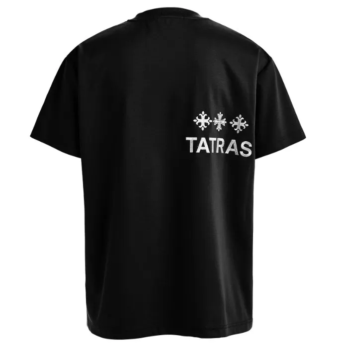 TATRAS  |Crew Neck Pullovers Plain Cotton Short Sleeves Logo