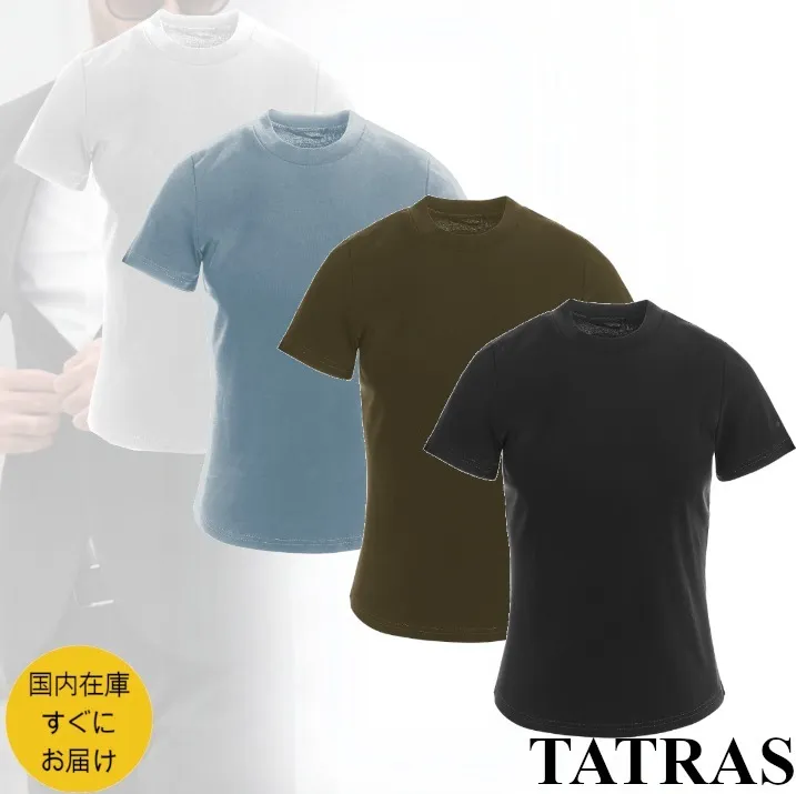 TATRAS  |Crew Neck Pullovers Plain Cotton Short Sleeves