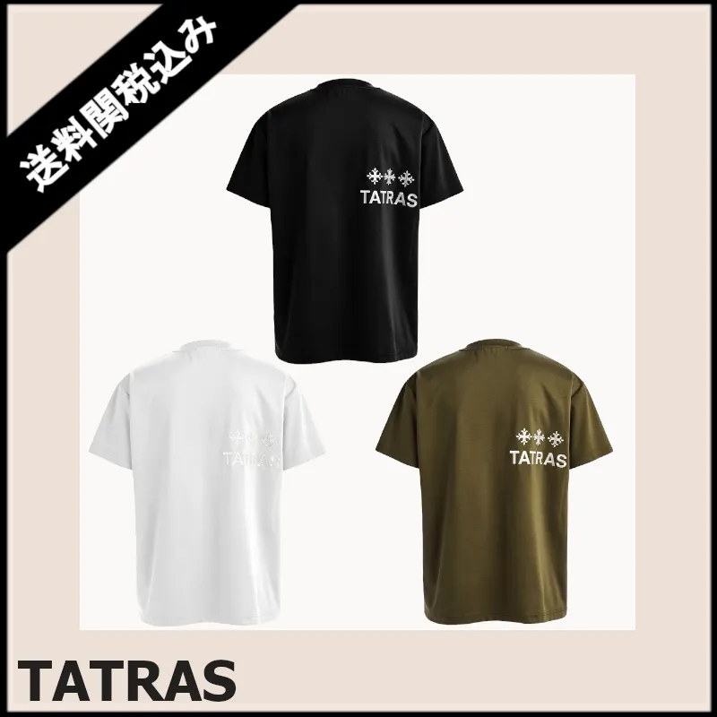 TATRAS  |Crew Neck Pullovers Unisex Cotton Short Sleeves Logo