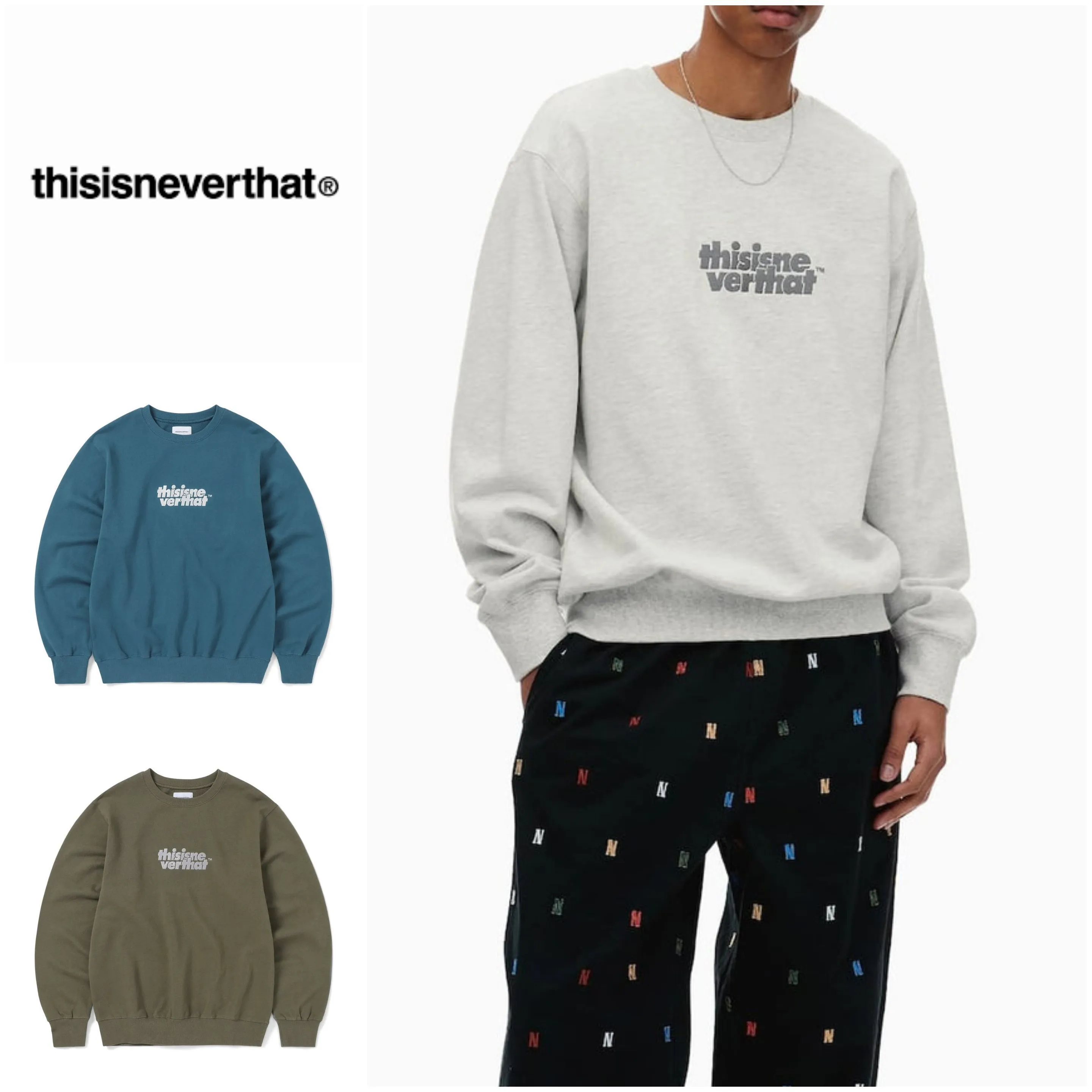 thisisneverthat  |Unisex Street Style Long Sleeves Cotton Logo Sweatshirts