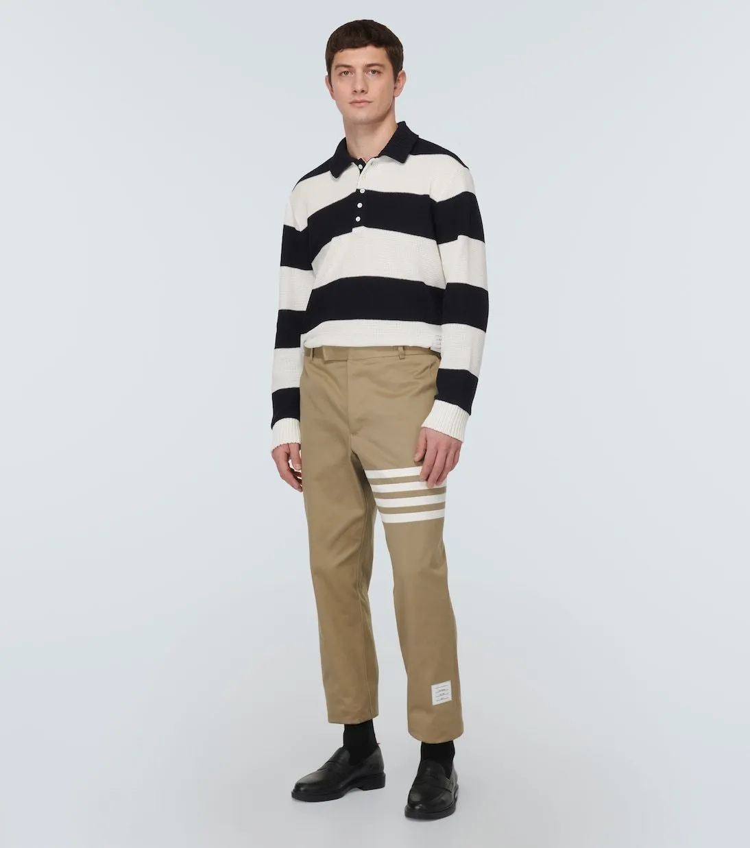 THOM BROWNE  |Pullovers Stripes Long Sleeves Cotton Logo Designers