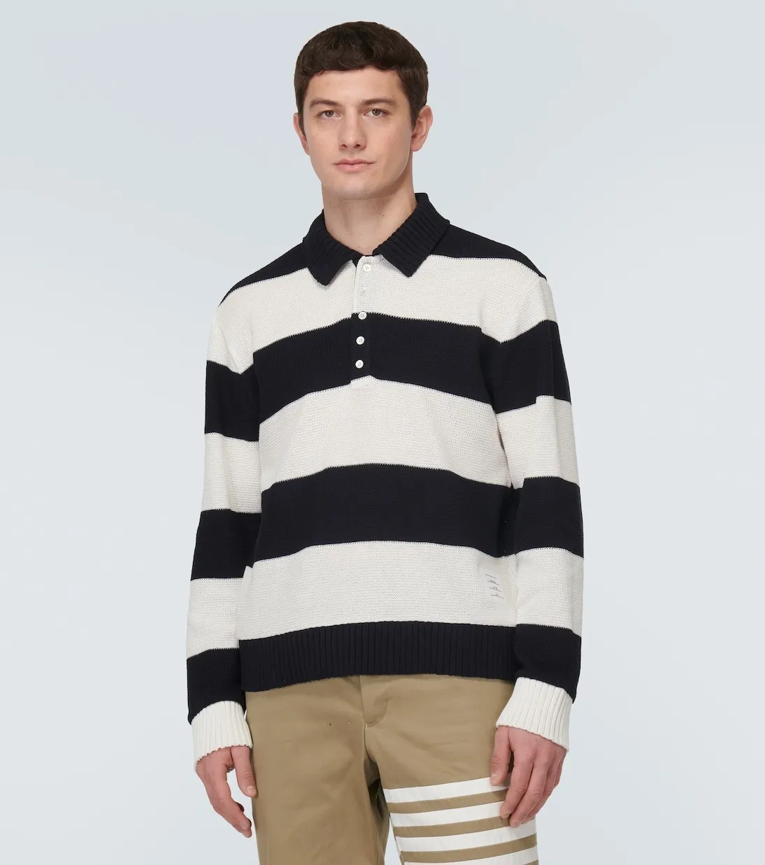 THOM BROWNE  |Pullovers Stripes Long Sleeves Cotton Logo Designers