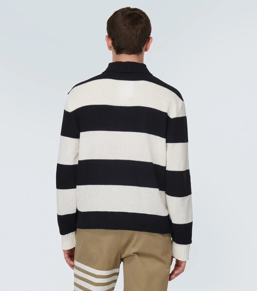 THOM BROWNE  |Pullovers Stripes Long Sleeves Cotton Logo Designers