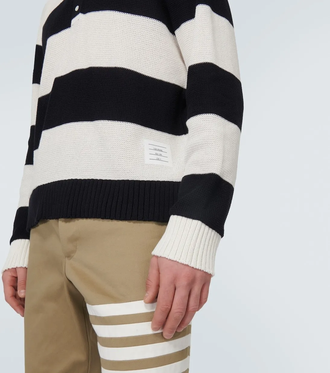 THOM BROWNE  |Pullovers Stripes Long Sleeves Cotton Logo Designers