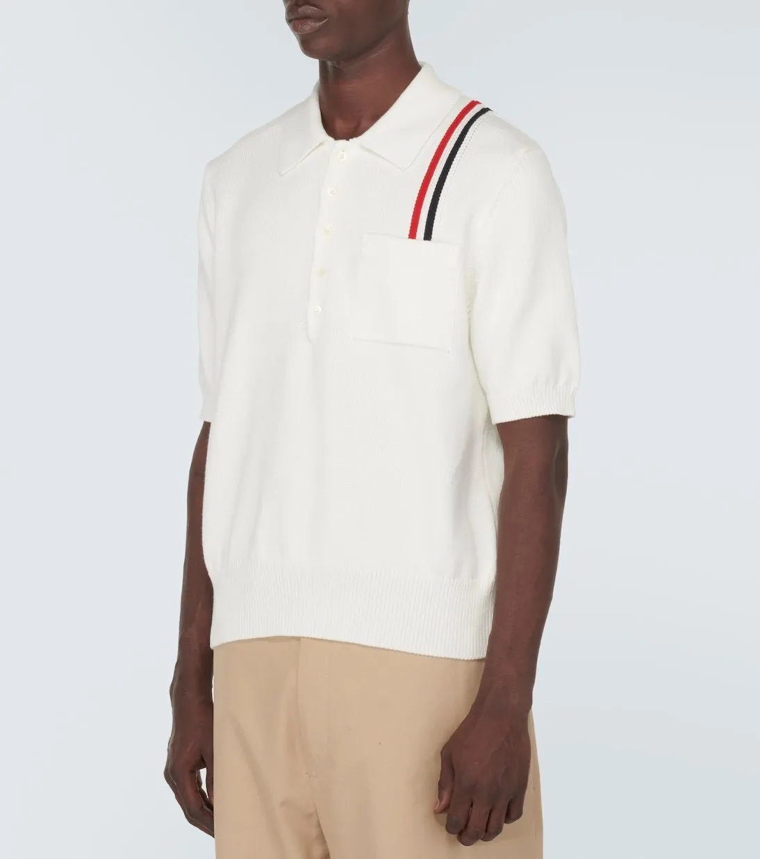 THOM BROWNE  |Pullovers Stripes Plain Cotton Short Sleeves Designers Polos