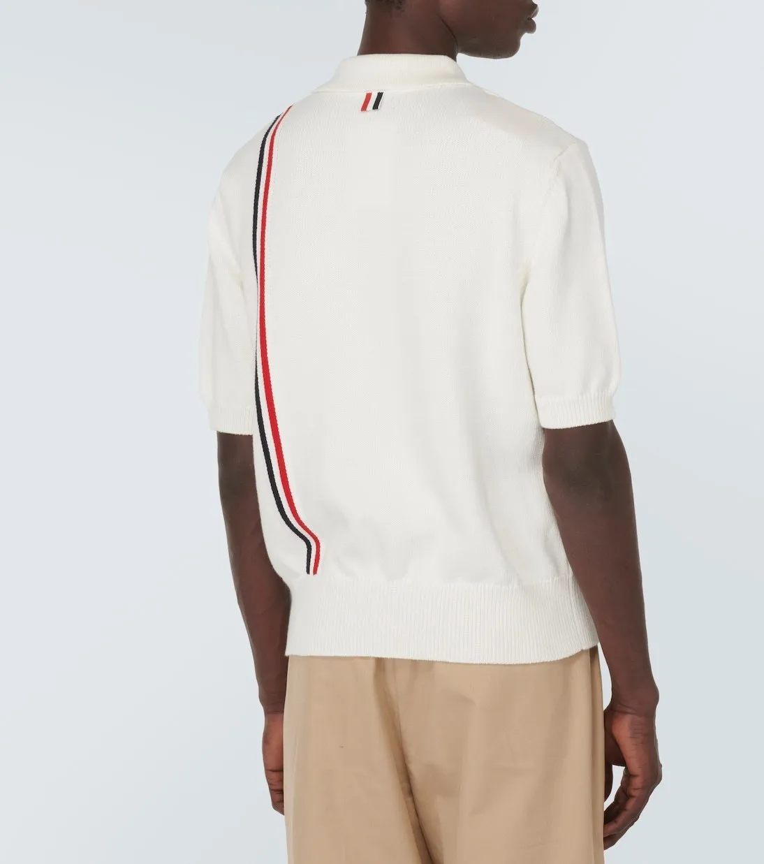 THOM BROWNE  |Pullovers Stripes Plain Cotton Short Sleeves Designers Polos