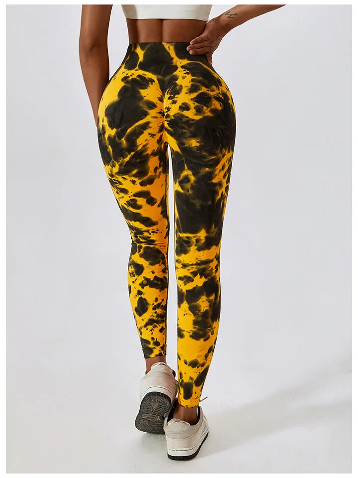 Tie Dye Wide Waistband Active Leggings