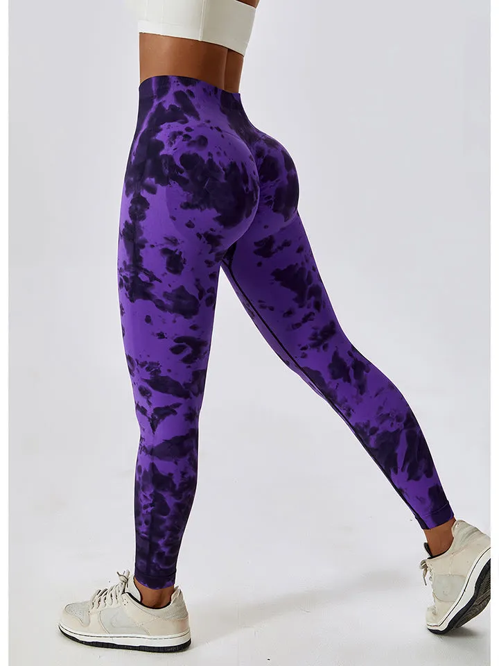 Tie Dye Wide Waistband Active Leggings