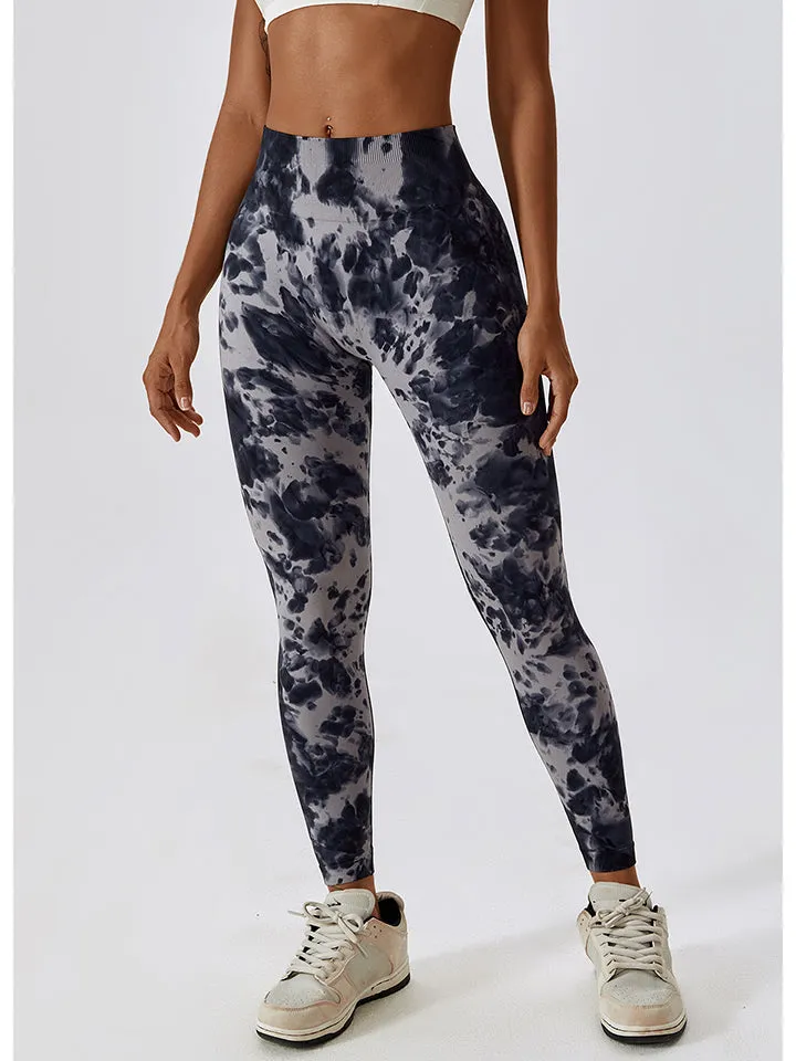 Tie Dye Wide Waistband Active Leggings